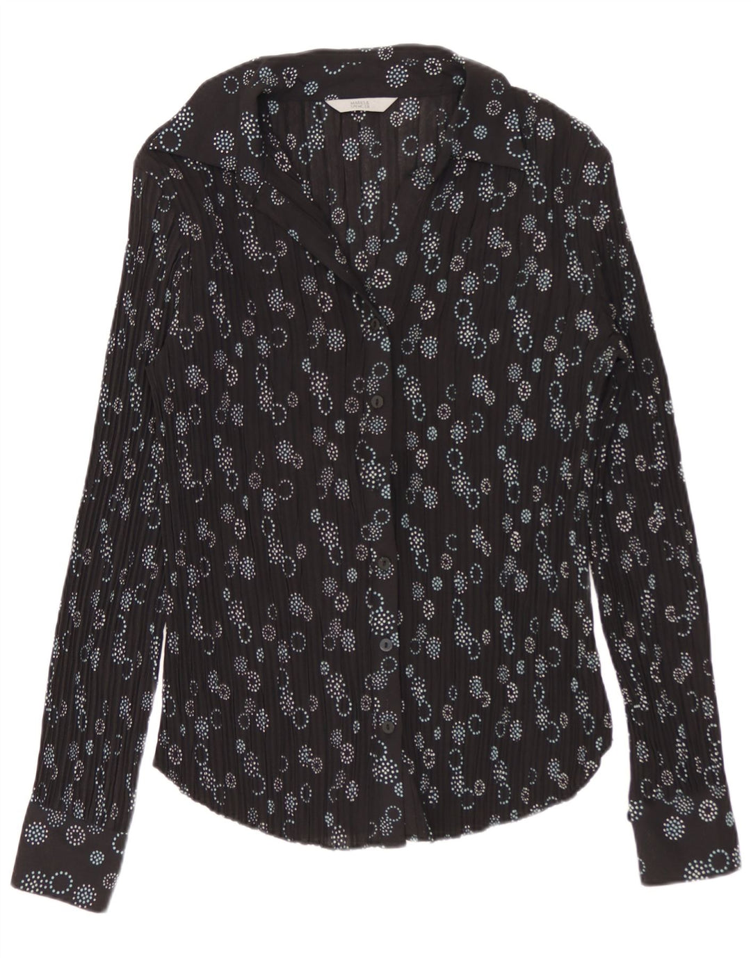 Marks & Spencer Womens Shirt Blouse UK 8 Small Black Geometric Polyester