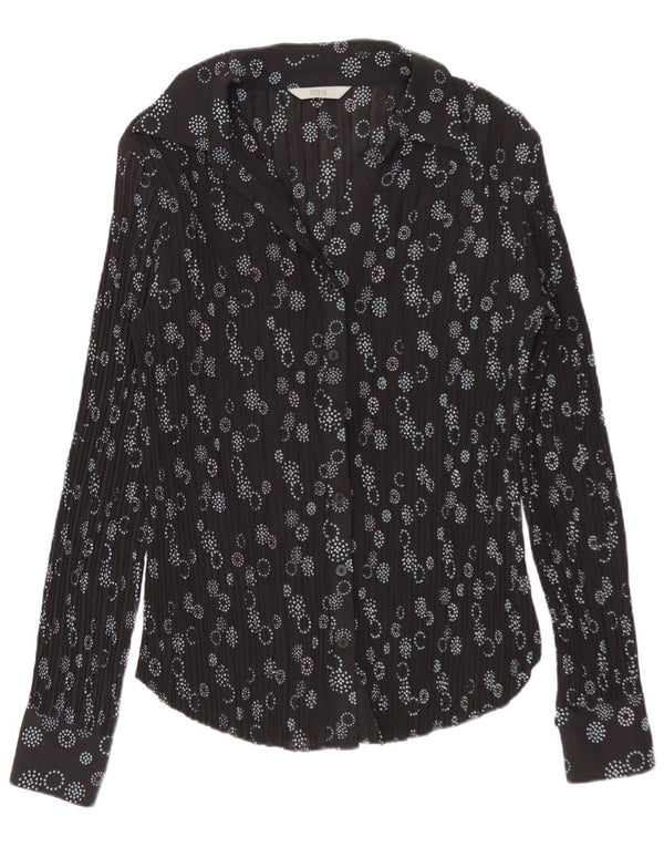 Marks & Spencer Womens Shirt Blouse UK 8 Small Black Geometric Polyester