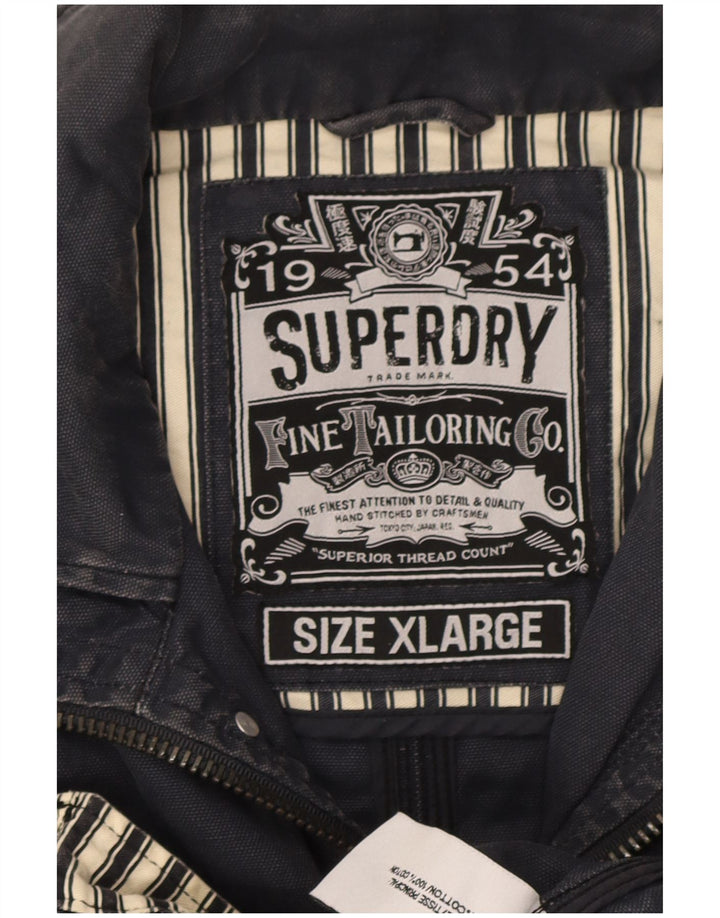 Superdry Mens Utility Jacket UK 42 XL Navy Blue Cotton