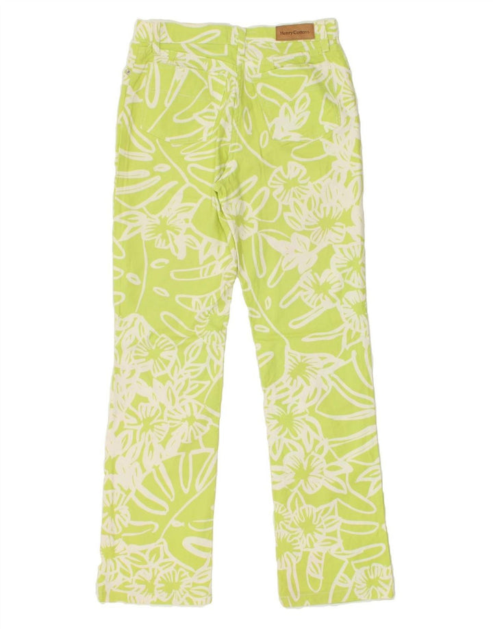 HENRY COTTONS Womens Slim Casual Trousers W28 L31  Green Floral Cotton | Vintage Henry Cottons | Thrift | Second-Hand Henry Cottons | Used Clothing | Messina Hembry 