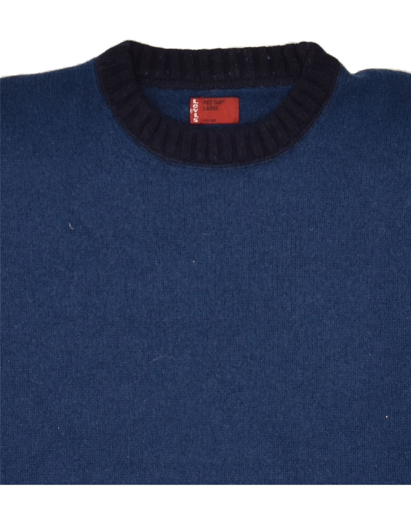 LEVI'S Womens Crew Neck Jumper Sweater UK 16 Large Blue Lambswool | Vintage Levi's | Thrift | Second-Hand Levi's | Used Clothing | Messina Hembry 