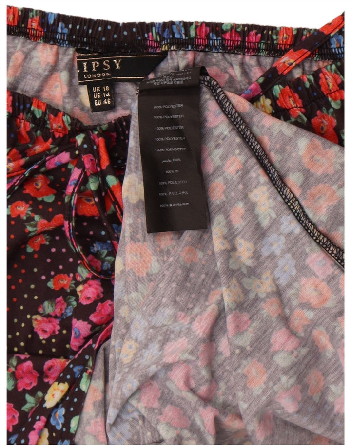 Lipsy Womens Maxi Dress UK 10 Small Black Floral Polyester