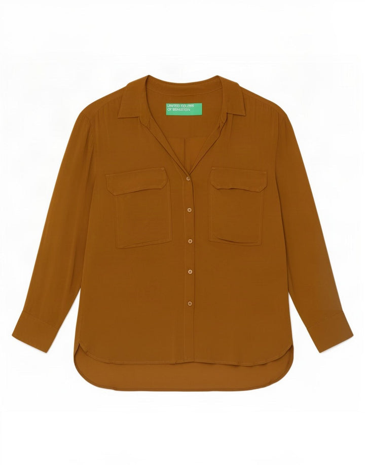 Benetton Womens Shirt Blouse UK 16 Large Beige