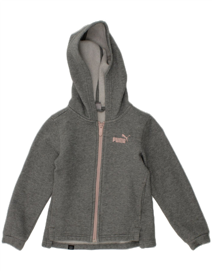 PUMA Girls Zip Hoodie Sweater 5-6 Years Grey Cotton Vintage Puma and Second-Hand Puma from Messina Hembry 