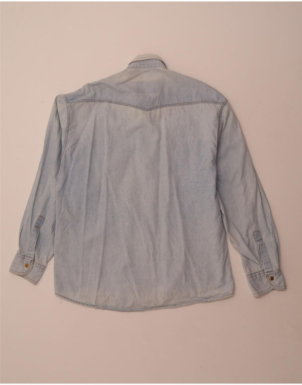 VINTAGE Mens Denim Shirt Medium Blue