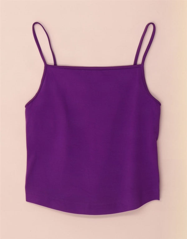 Zara Womens Cami Top UK 14 Large Purple Cotton