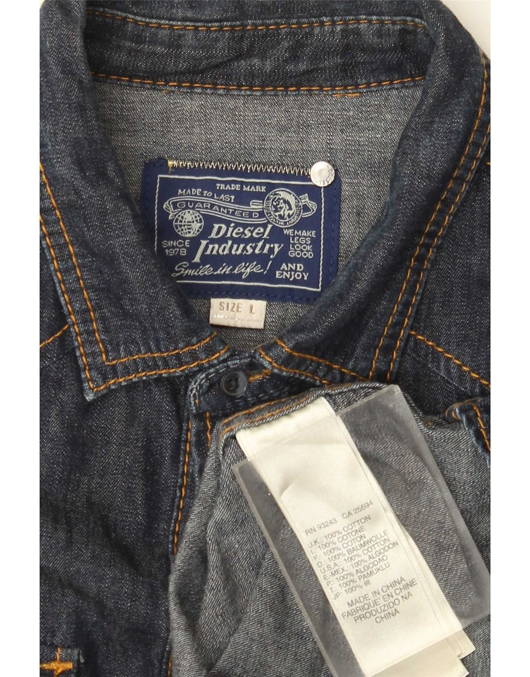 Diesel Mens Denim Shirt Large Navy Blue Cotton