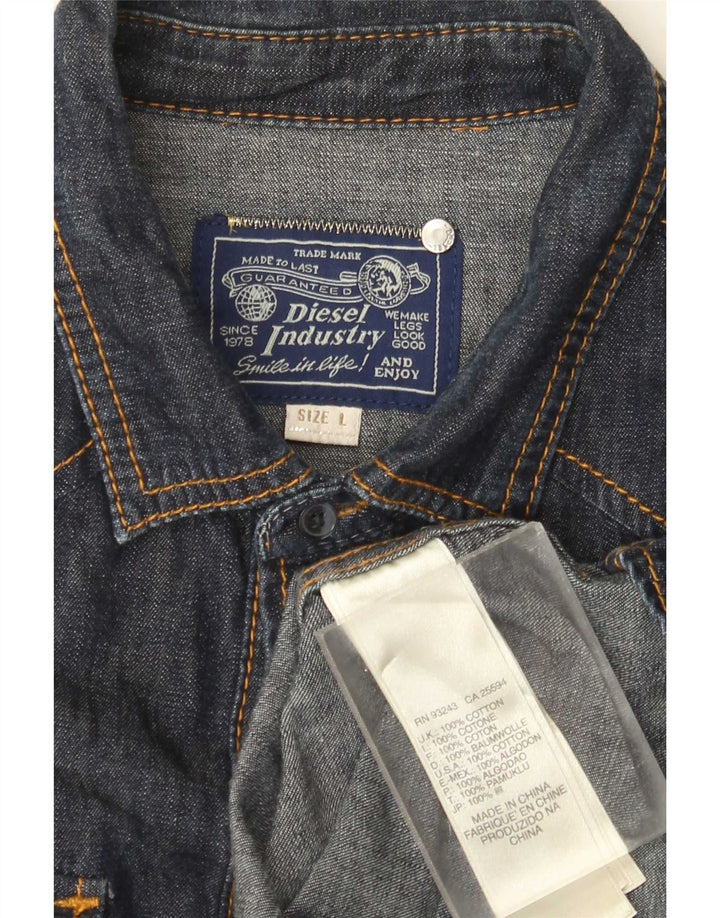 Diesel Mens Denim Shirt Large Navy Blue Cotton