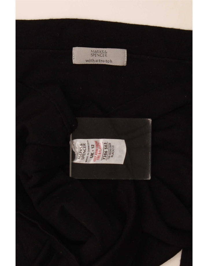Marks & Spencer Womens Top 3/4 Sleeve UK 12 Medium Black Viscose
