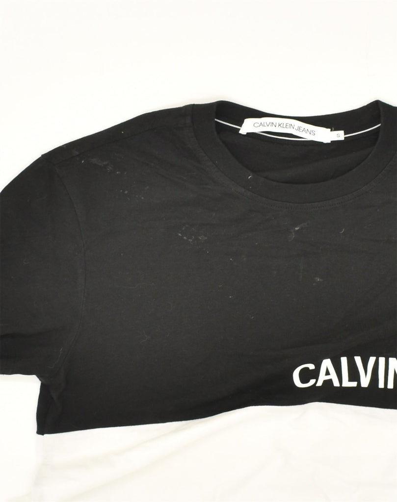 CALVIN KLEIN Mens Graphic T-Shirt Top Small Black Colourblock Cotton | Vintage Calvin Klein | Thrift | Second-Hand Calvin Klein | Used Clothing | Messina Hembry 