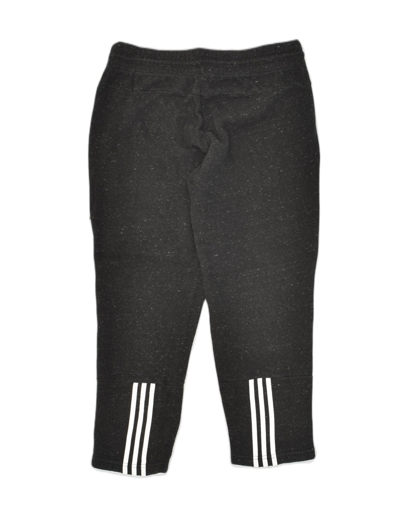 ADIDAS Womens Capri Tracksuit Trousers UK 12 Medium Black Flecked Cotton | Vintage Adidas | Thrift | Second-Hand Adidas | Used Clothing | Messina Hembry 