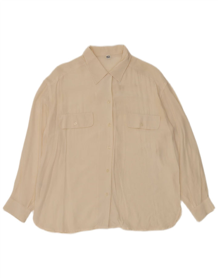 VINTAGE Womens Shirt UK 12 Medium Off White