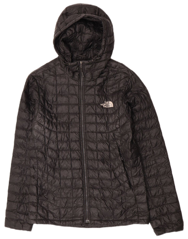 The North Face Womens Hooded Padded Jacket UK 14 Medium Black Nylon