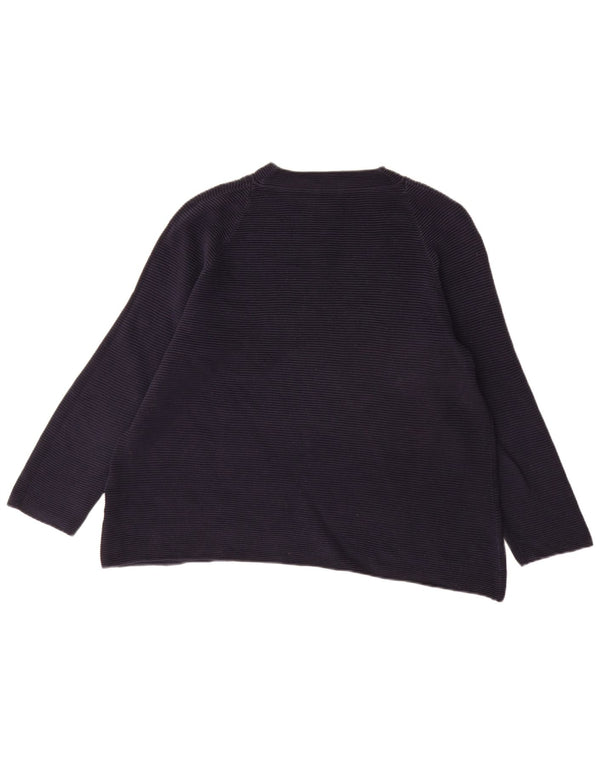 Cos Womens Crew Neck Jumper Sweater UK 14 Large Navy Blue Cotton