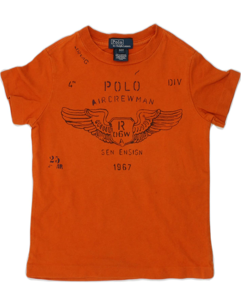 POLO RALPH LAUREN Boys Graphic T-Shirt Top 2-3 Years Orange Cotton | Vintage Polo Ralph Lauren | Thrift | Second-Hand Polo Ralph Lauren | Used Clothing | Messina Hembry 