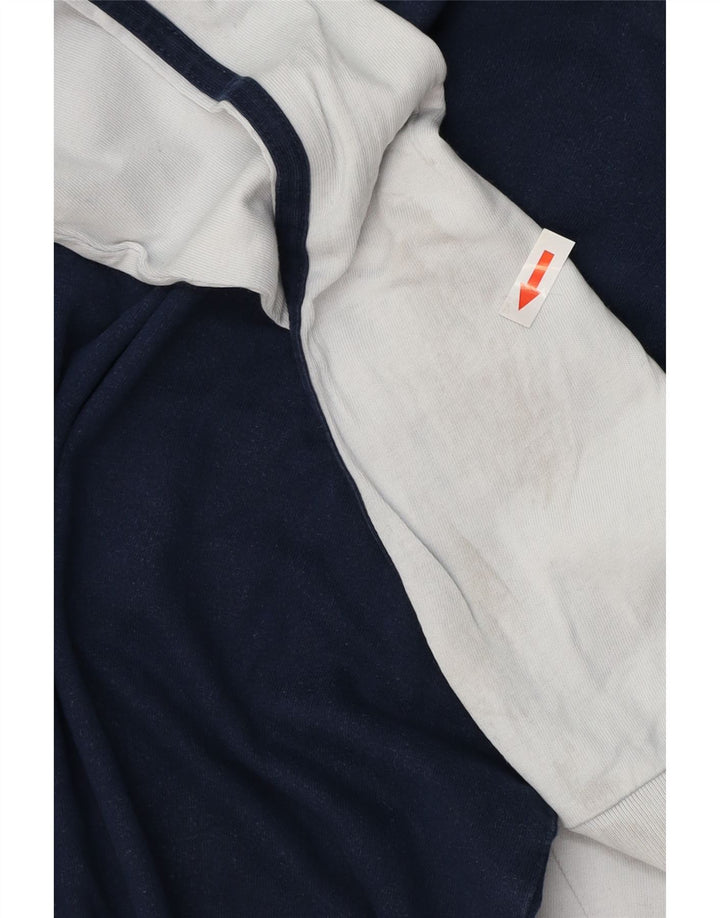 ADIDAS Mens Graphic Top Long Sleeve Large Navy Blue Colourblock Cotton