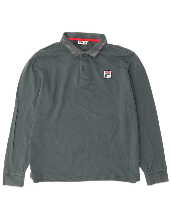 Fila Mens Long Sleeve Polo Shirt Large Blue Cotton