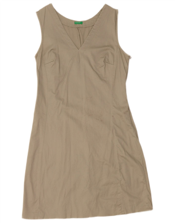 Benetton Womens Sleeveless Sheath Dress UK 12 Medium Khaki