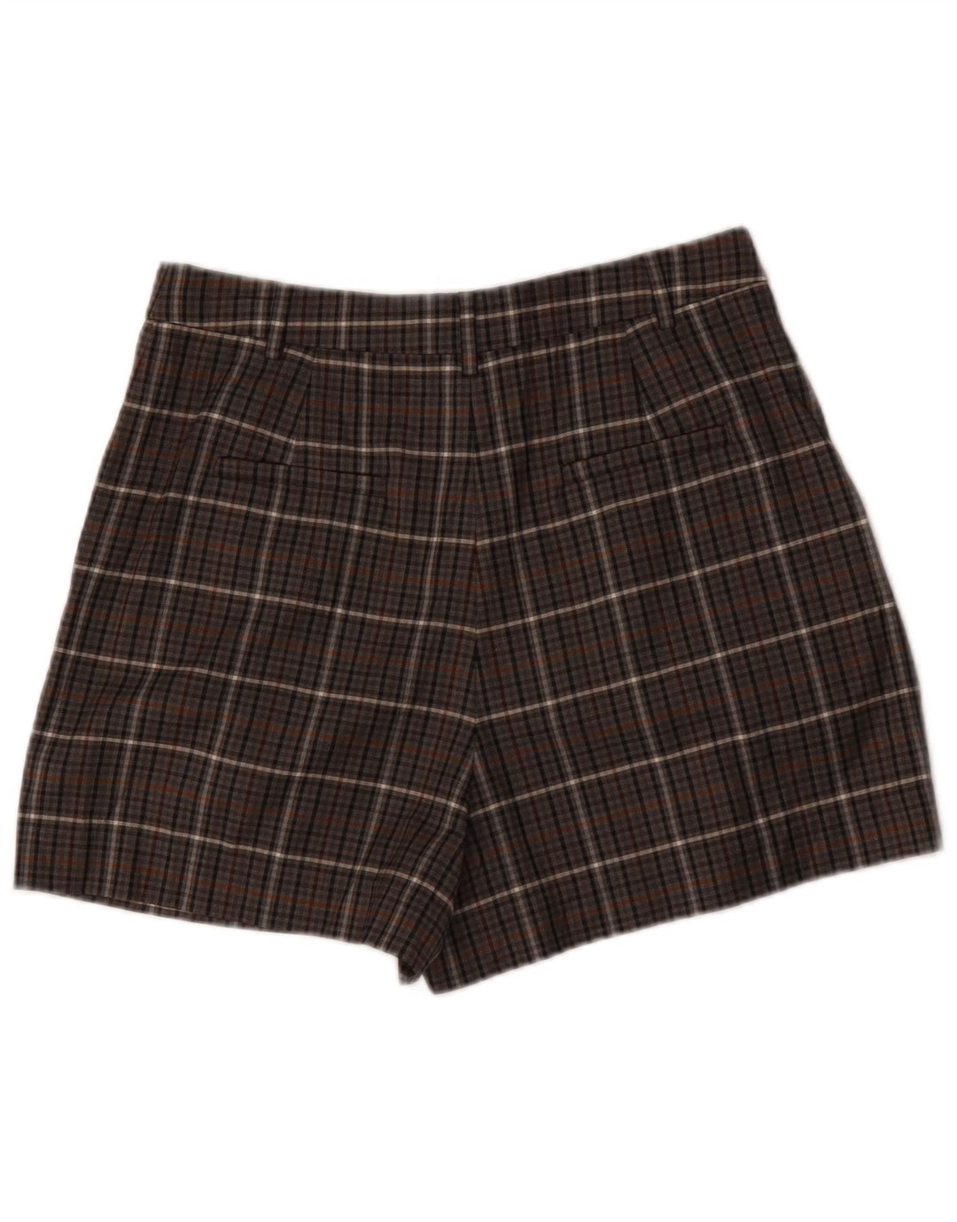 Tibi Womens High Waist Chino Shorts W32 Medium Brown Plaid Polyester