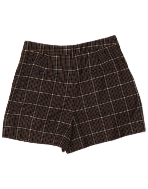Tibi Womens High Waist Chino Shorts W32 Medium Brown Plaid Polyester