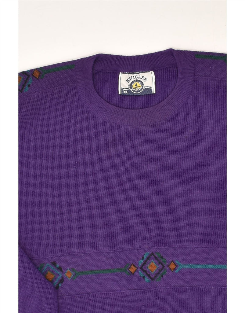 NAVIGARE Mens Crew Neck Jumper Sweater XL Purple Virgin Wool | Vintage Navigare | Thrift | Second-Hand Navigare | Used Clothing | Messina Hembry 