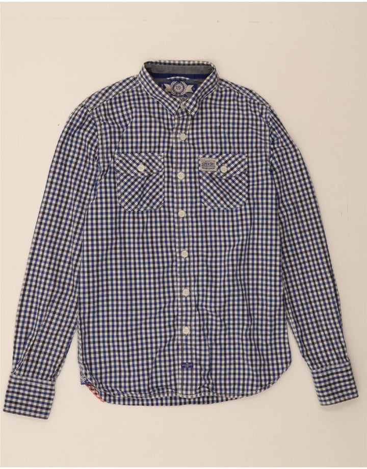 SUPERDRY Mens Shirt Medium Blue Check Cotton Vintage Superdry and Second-Hand Superdry from Messina Hembry 
