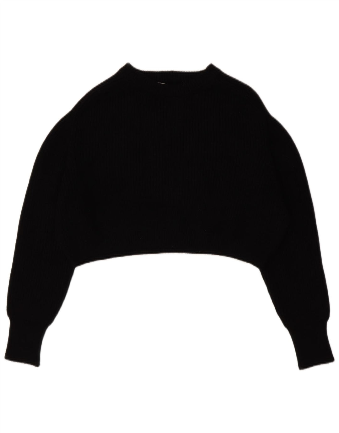 Zara Womens Crop Oversized Boat Neck Jumper Sweater UK 14 Medium Black