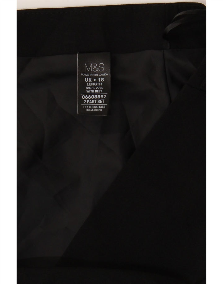 MARKS & SPENCER Womens Pencil Skirt UK 18 XL W38  Black Polyester Vintage Marks & Spencer and Second-Hand Marks & Spencer from Messina Hembry 