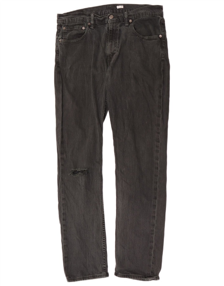 Levi's Mens Distressed Straight Jeans W33 L32 Black Cotton