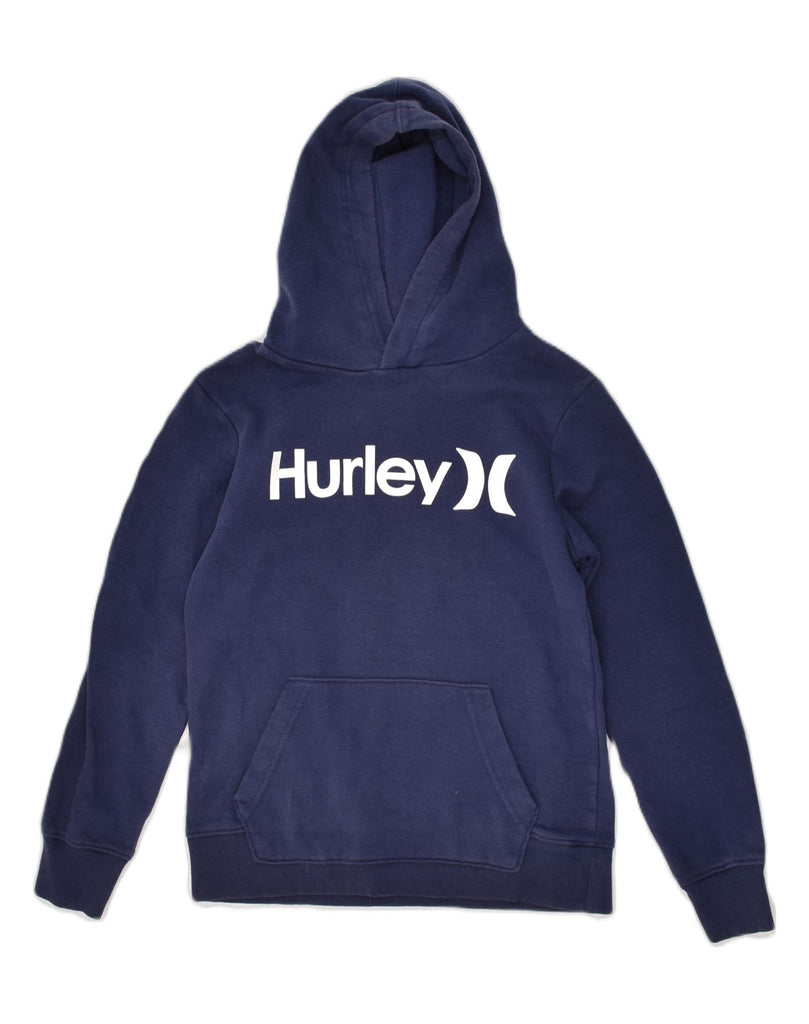 HURLEY Boys Graphic Hoodie Jumper 9-10 Years Medium Navy Blue Cotton | Vintage Hurley | Thrift | Second-Hand Hurley | Used Clothing | Messina Hembry 