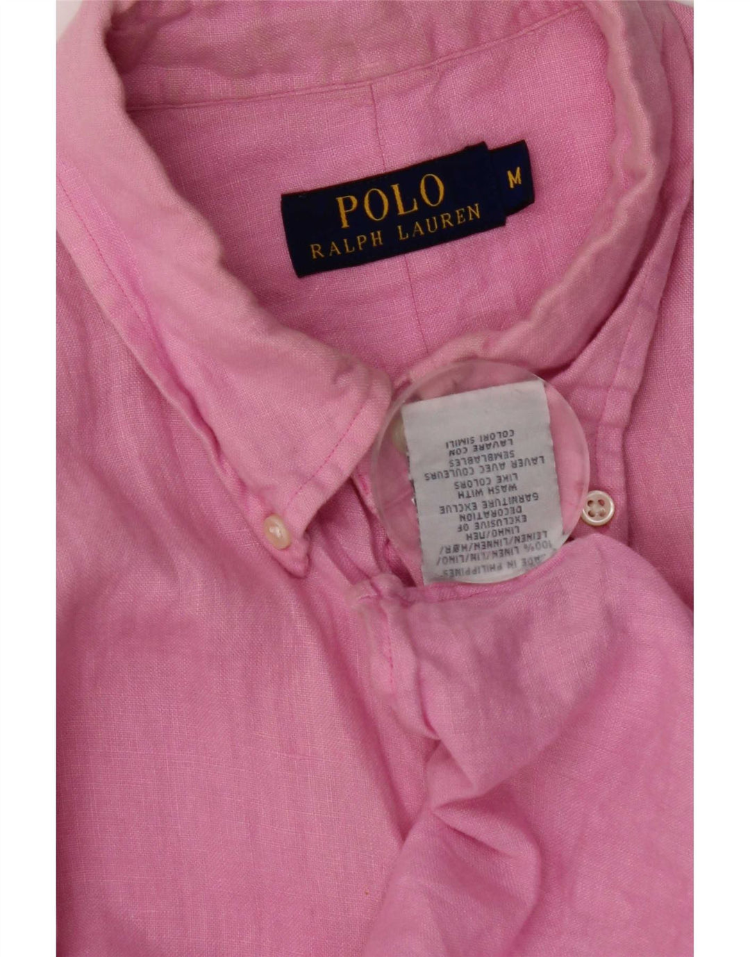 Polo Ralph Lauren Mens Shirt Medium Pink Linen