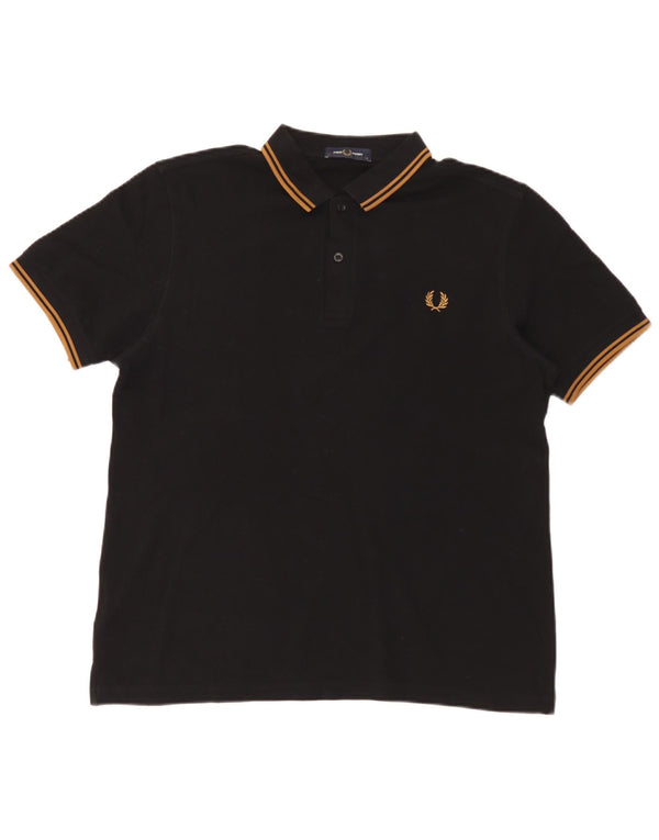 Fred Perry Mens Polo Shirt Large Black Cotton