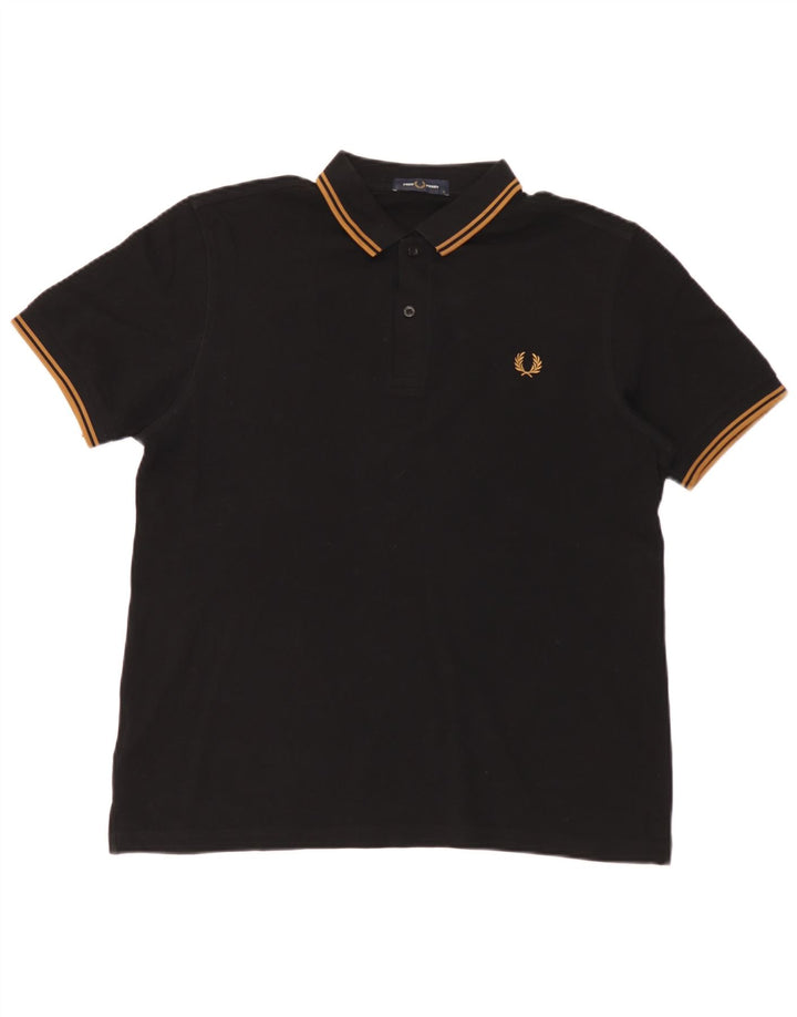 Fred Perry Mens Polo Shirt Large Black Cotton