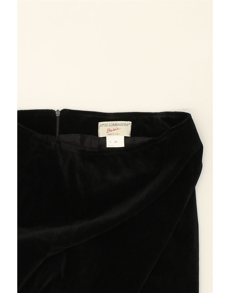 ATOS LOMBARDINI Womens Velvet Straight Skirt IT 44 Medium W28  Black | Vintage Atos Lombardini | Thrift | Second-Hand Atos Lombardini | Used Clothing | Messina Hembry 