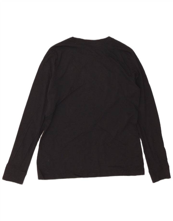 NIKE Womens Graphic Top Long Sleeve UK 14 Medium Black Cotton