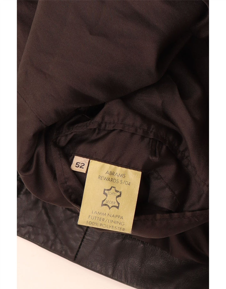 Abrams Mens Leather Jacket IT 52 XL Black Leather