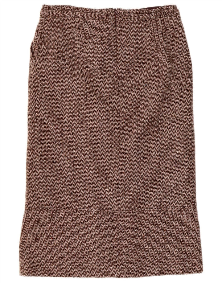 Vintage Womens Straight Skirt EU 38 Medium W30  Burgundy Herringbone Wool