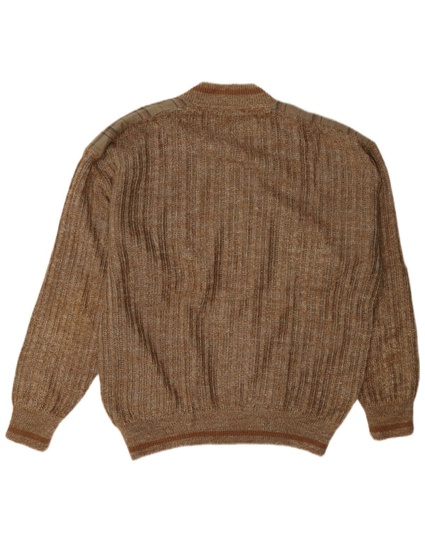 Vintage Mens Reversible Cardigan Sweater UK 42 XL Brown Check