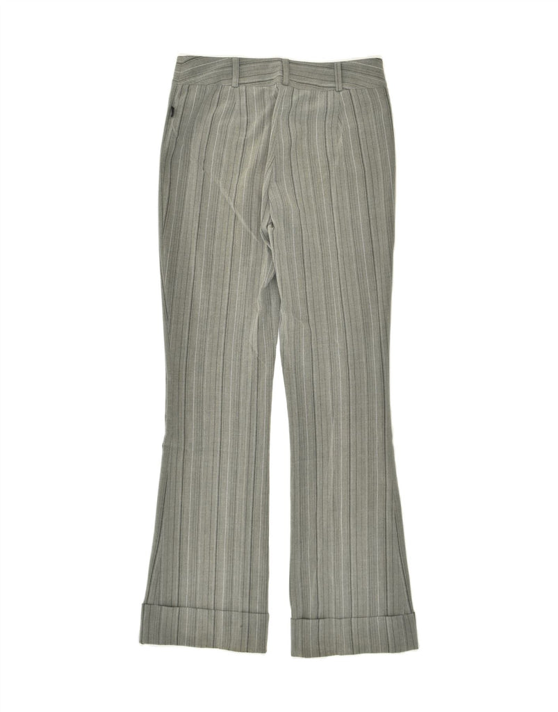 VINTAGE Womens Bootcut Casual Trousers W28 L32 Grey Striped Polyester | Vintage Vintage | Thrift | Second-Hand Vintage | Used Clothing | Messina Hembry 