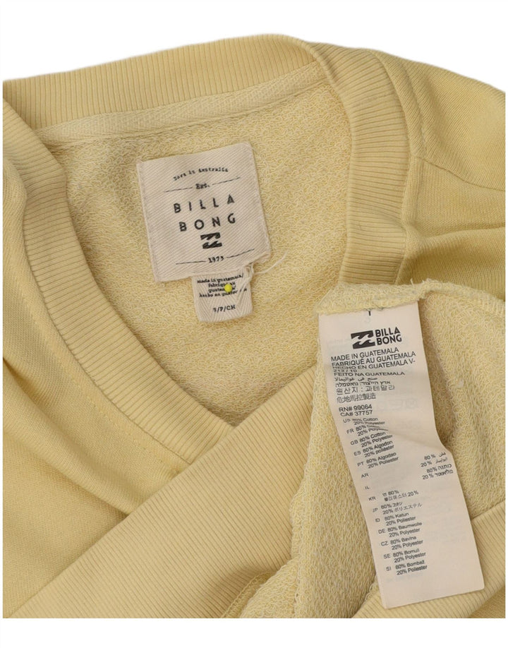 Billabong Mens Graphic Sweatshirt Jumper Small Yellow Cotton