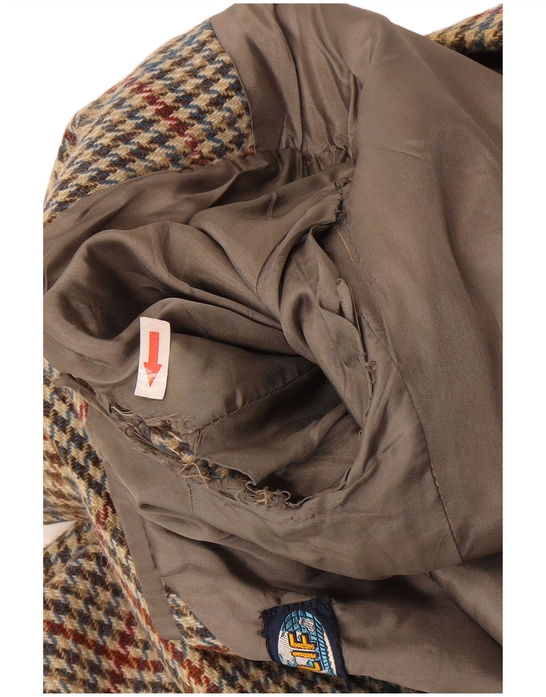 Vintage Mens 2 Button Blazer Jacket IT 46 Small Beige Houndstooth Wool