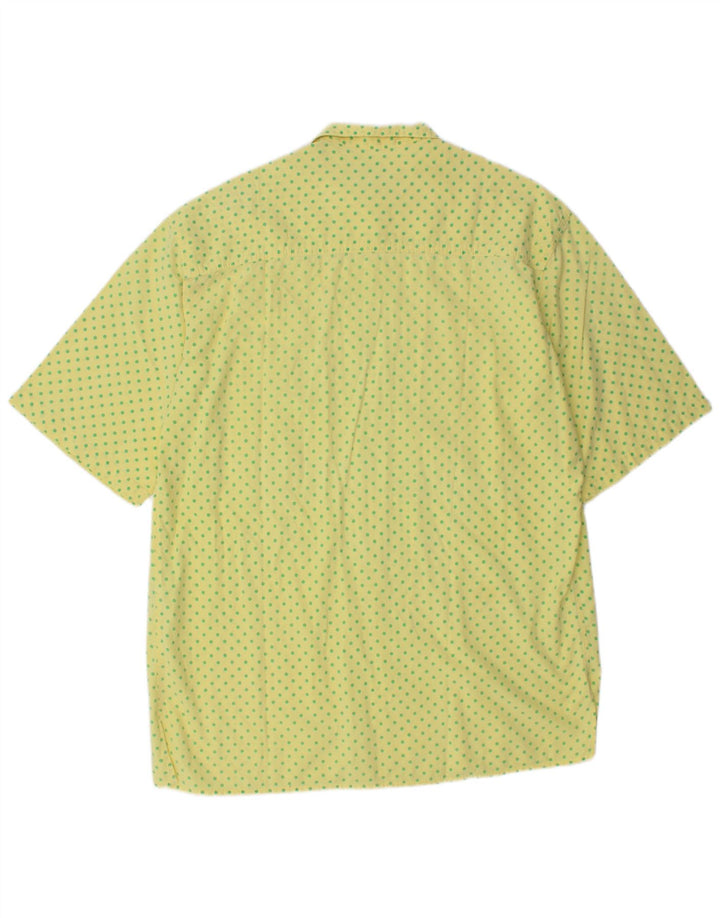 SASCH Mens Short Sleeve Shirt Large Yellow Polka Dot Cotton
