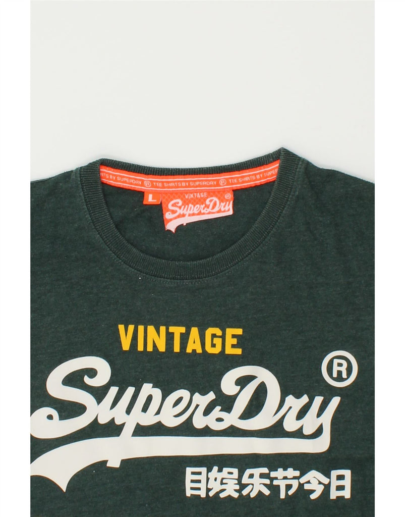 SUPERDRY Mens Graphic T-Shirt Top Large Green Cotton | Vintage Superdry | Thrift | Second-Hand Superdry | Used Clothing | Messina Hembry 