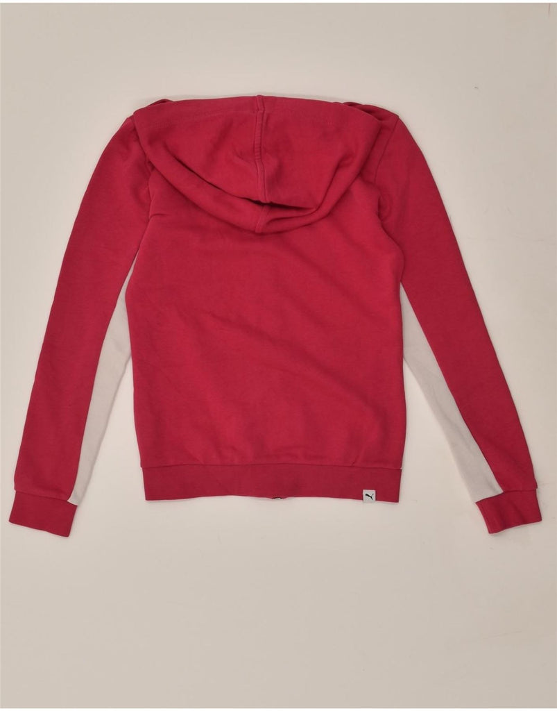 PUMA Girls Graphic Zip Hoodie Sweater 11-12 Years Pink Colourblock Cotton | Vintage Puma | Thrift | Second-Hand Puma | Used Clothing | Messina Hembry 