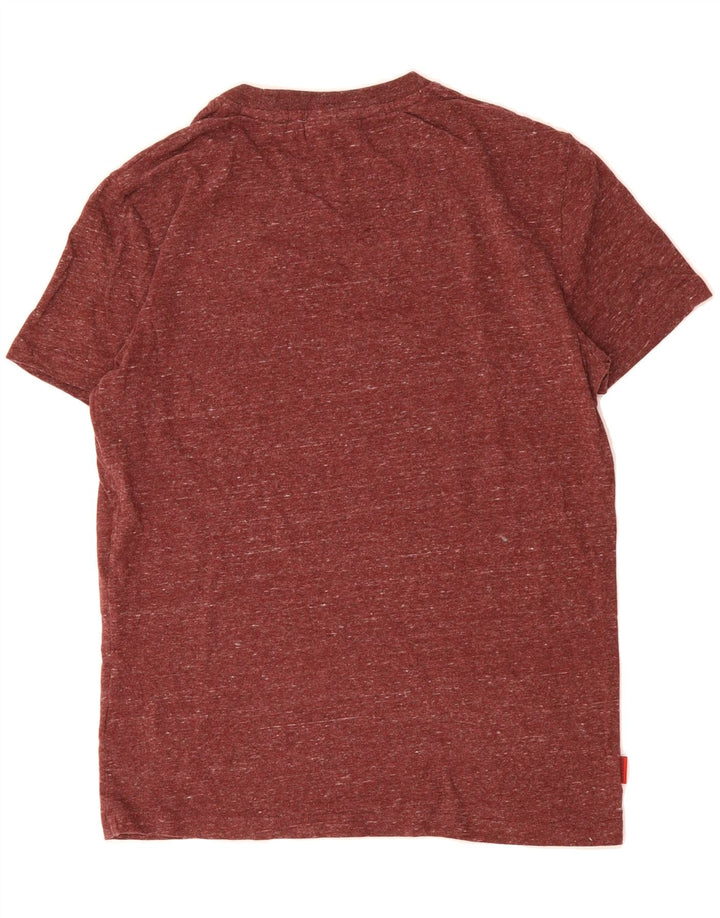 SUPERDRY Mens T-Shirt Top Medium Burgundy Flecked Cotton Vintage Superdry and Second-Hand Superdry from Messina Hembry 