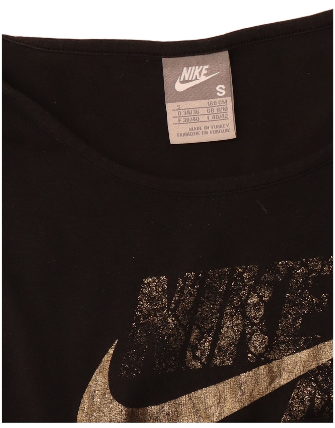 NIKE Womens Air Crop Graphic T-Shirt Top UK 8/10 Small Black