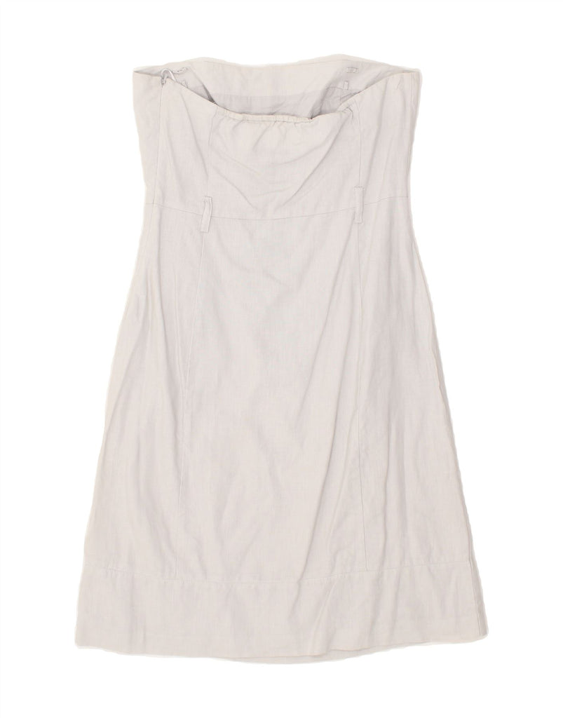 MEXX Womens Strapless Dress UK 12 Medium Grey Linen | Vintage Mexx | Thrift | Second-Hand Mexx | Used Clothing | Messina Hembry 