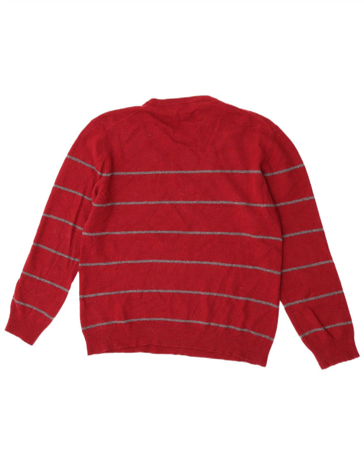 Gant Mens Crew Neck Jumper Sweater XL Red Striped Lambswool