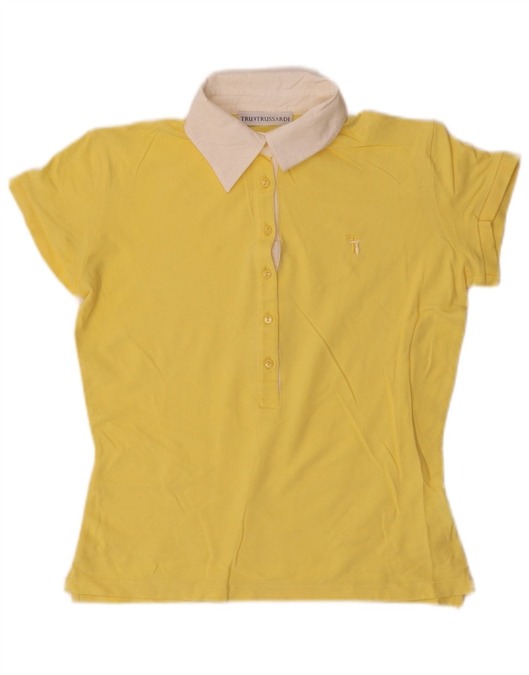 Trussardi Womens Polo Shirt UK 10 Small Yellow Cotton