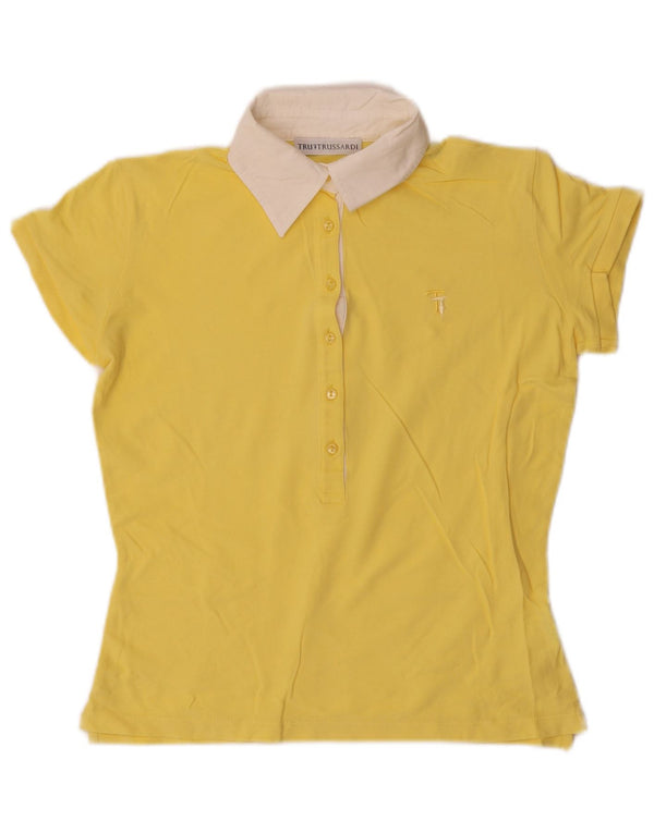 Trussardi Womens Polo Shirt UK 10 Small Yellow Cotton